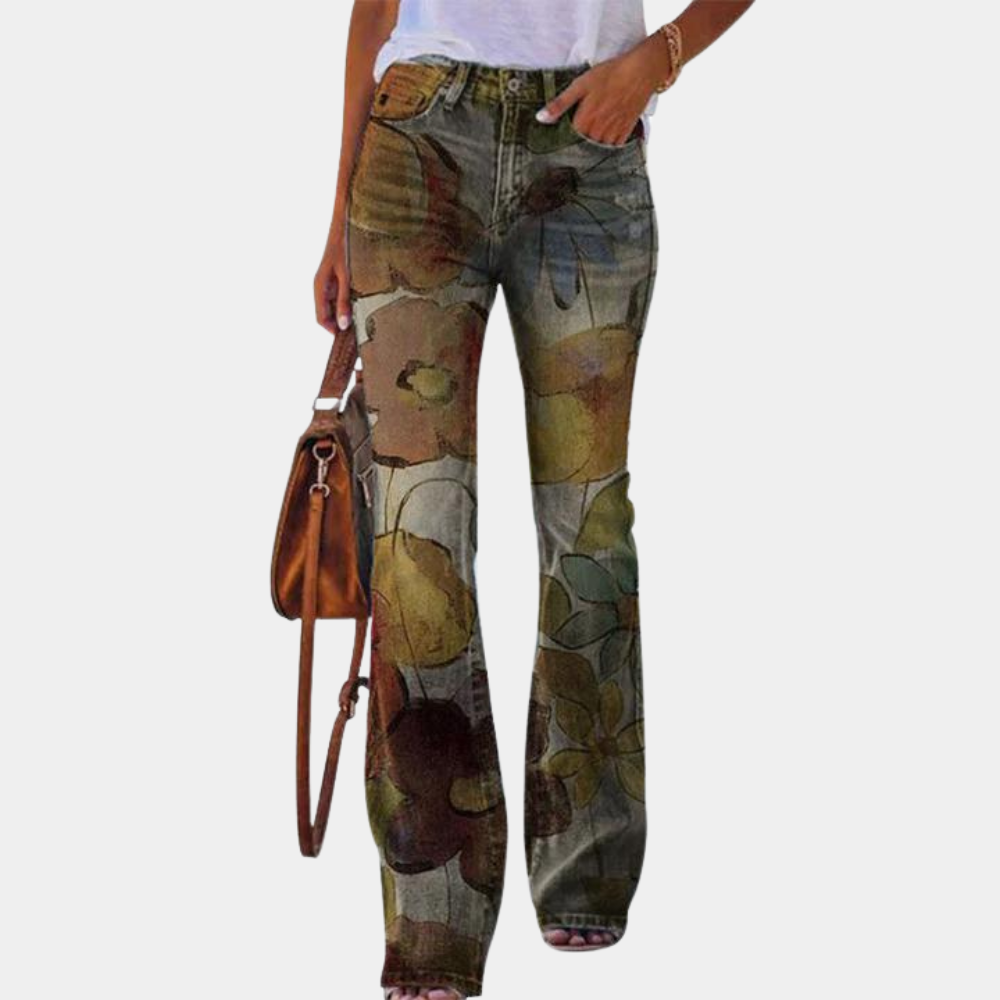 GR | Damen Jeans Mit Ausgestelltem Bein Und Knopfdetails