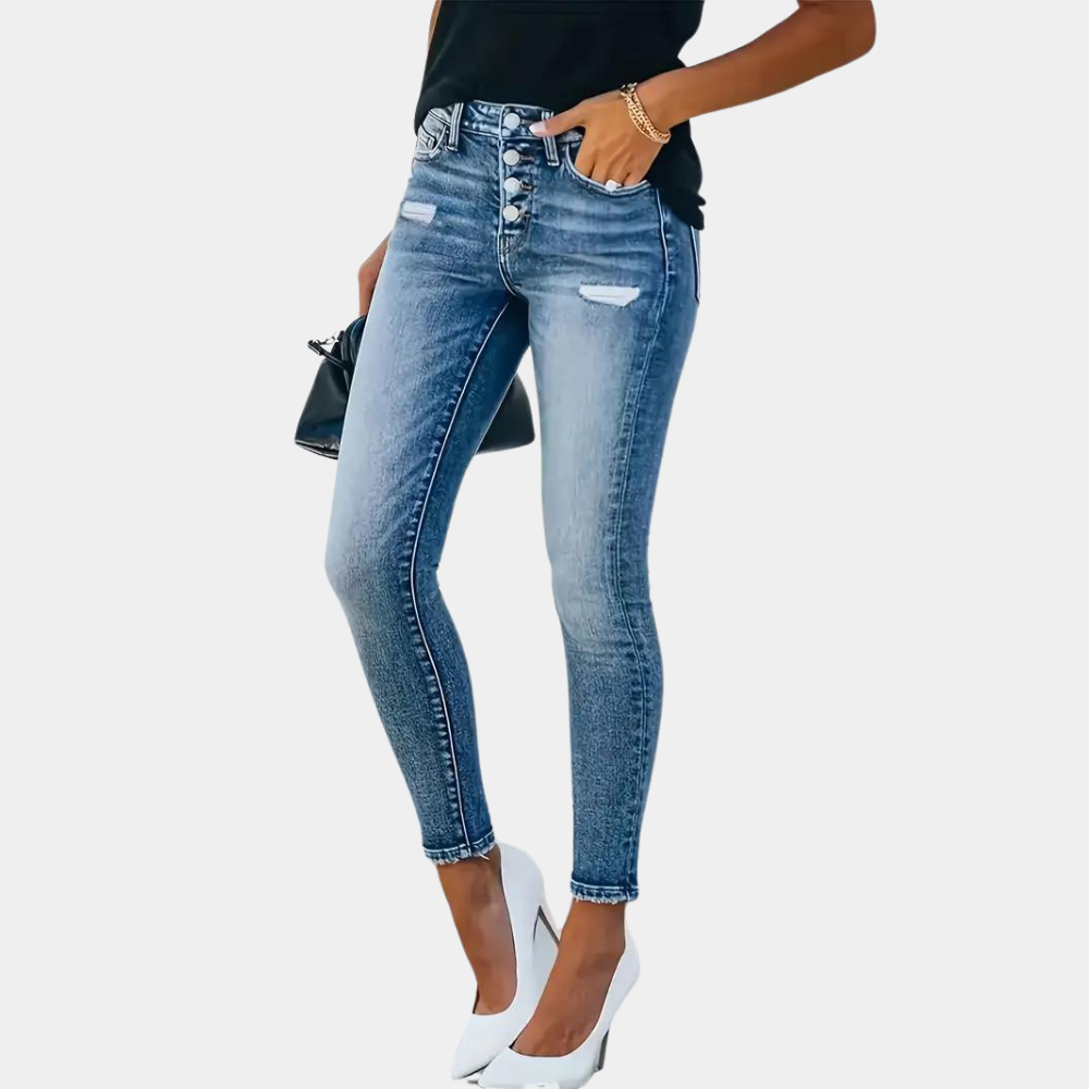 GR | Trendy skinny women's jeans with fashionable buttons 