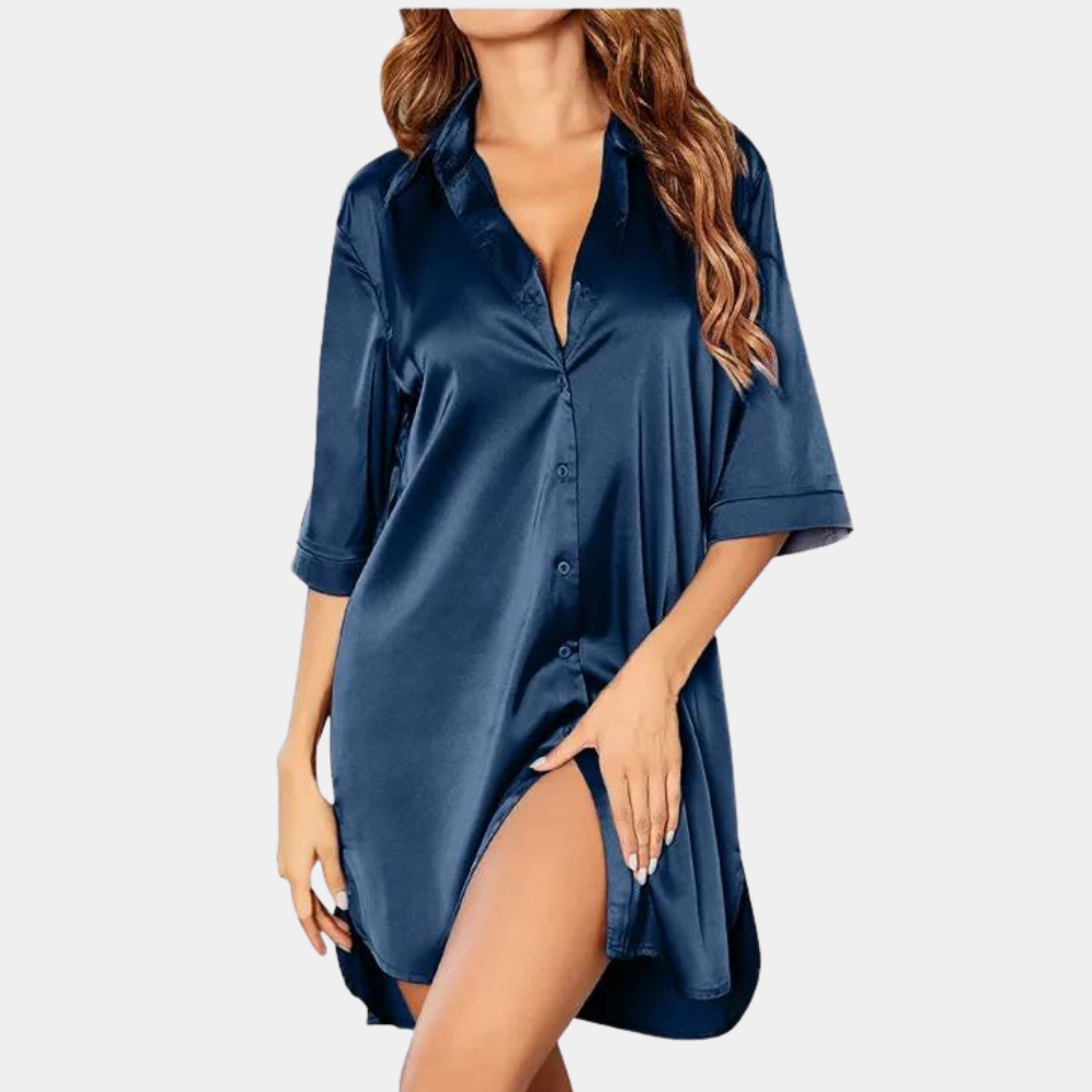 GR | Satin Knopf-Bund Nachthemd für Damen