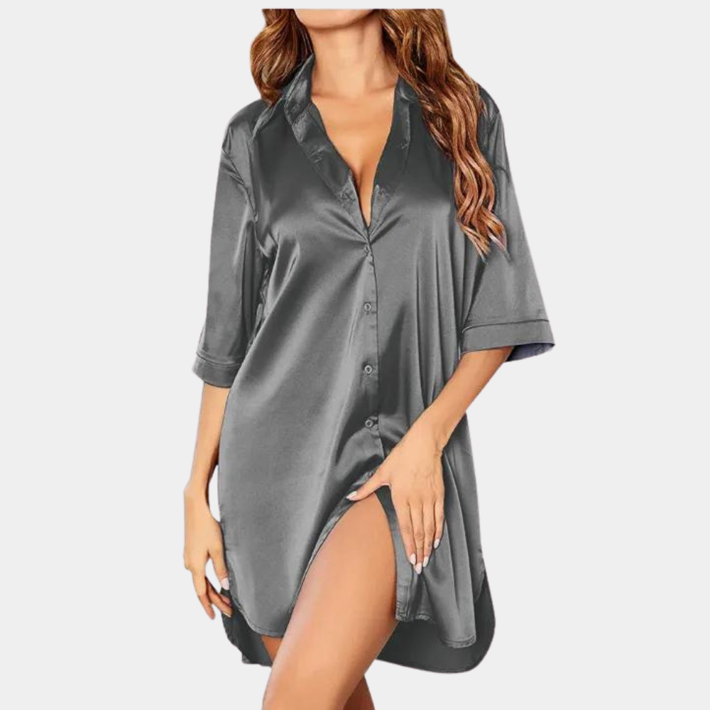 GR | Satin Knopf-Bund Nachthemd für Damen