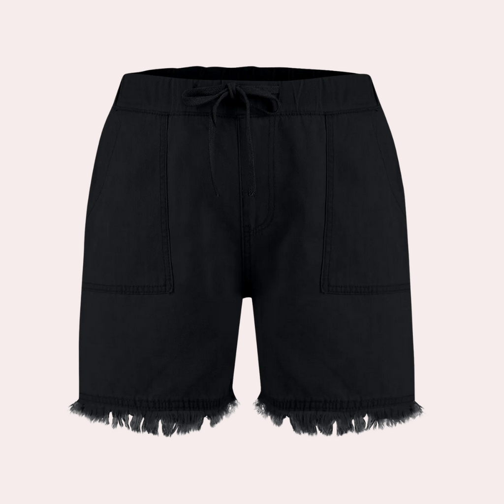 GR | Einfache Passform mit Fransen Jeansshorts für Frauen