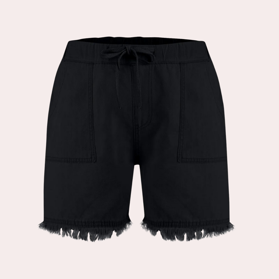 GR | Einfache Passform mit Fransen Jeansshorts für Frauen