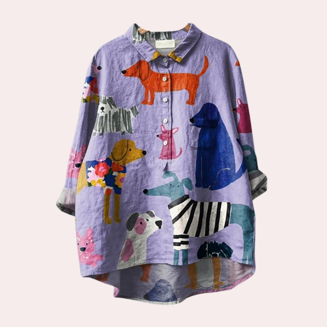 GR | Women's Casual Shirt with Dog Print