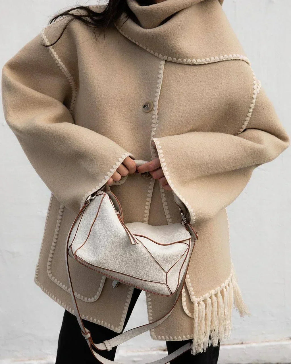 GR | Scarf jacket with a relaxed fit and soft, textured fabric for women 