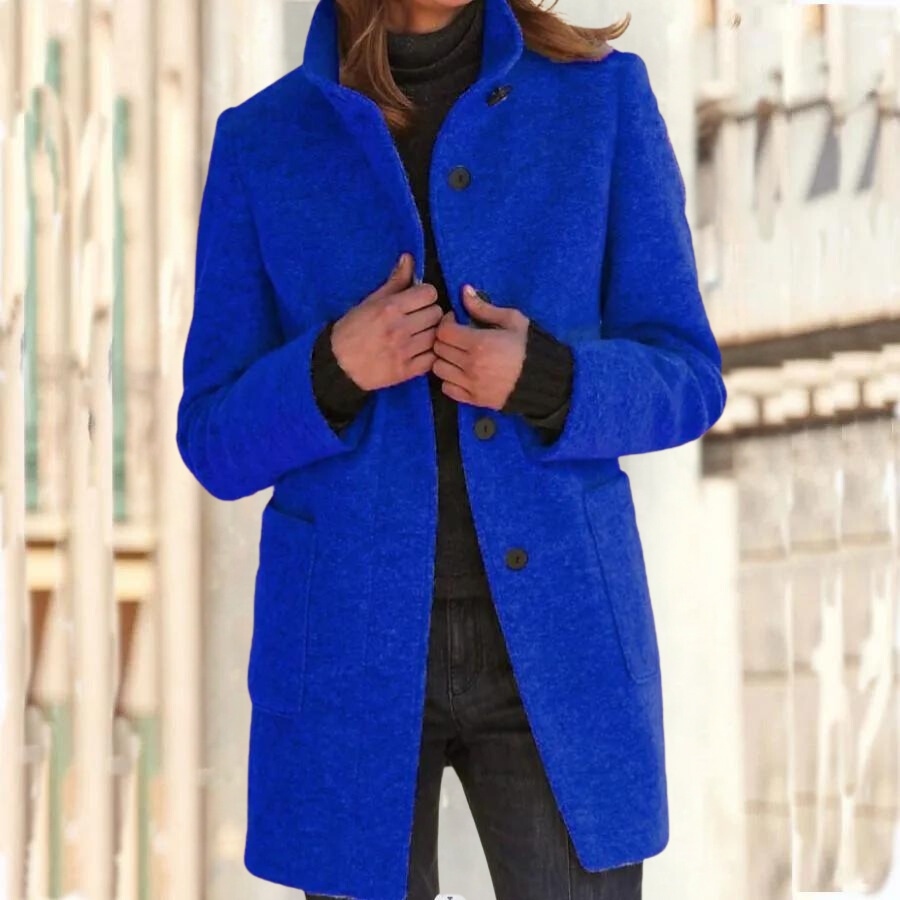 GR | Elegant stand-up collar coat for women