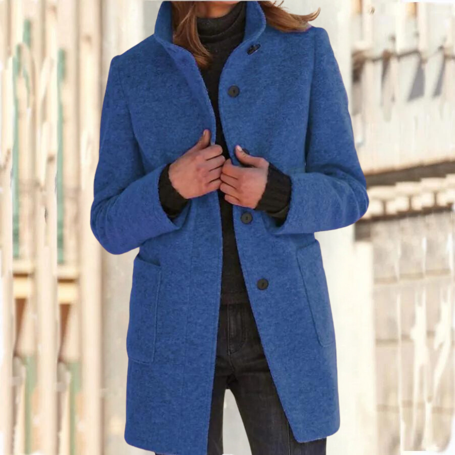 GR | Elegant stand-up collar coat for women