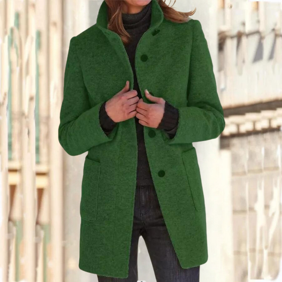 GR | Elegant stand-up collar coat for women