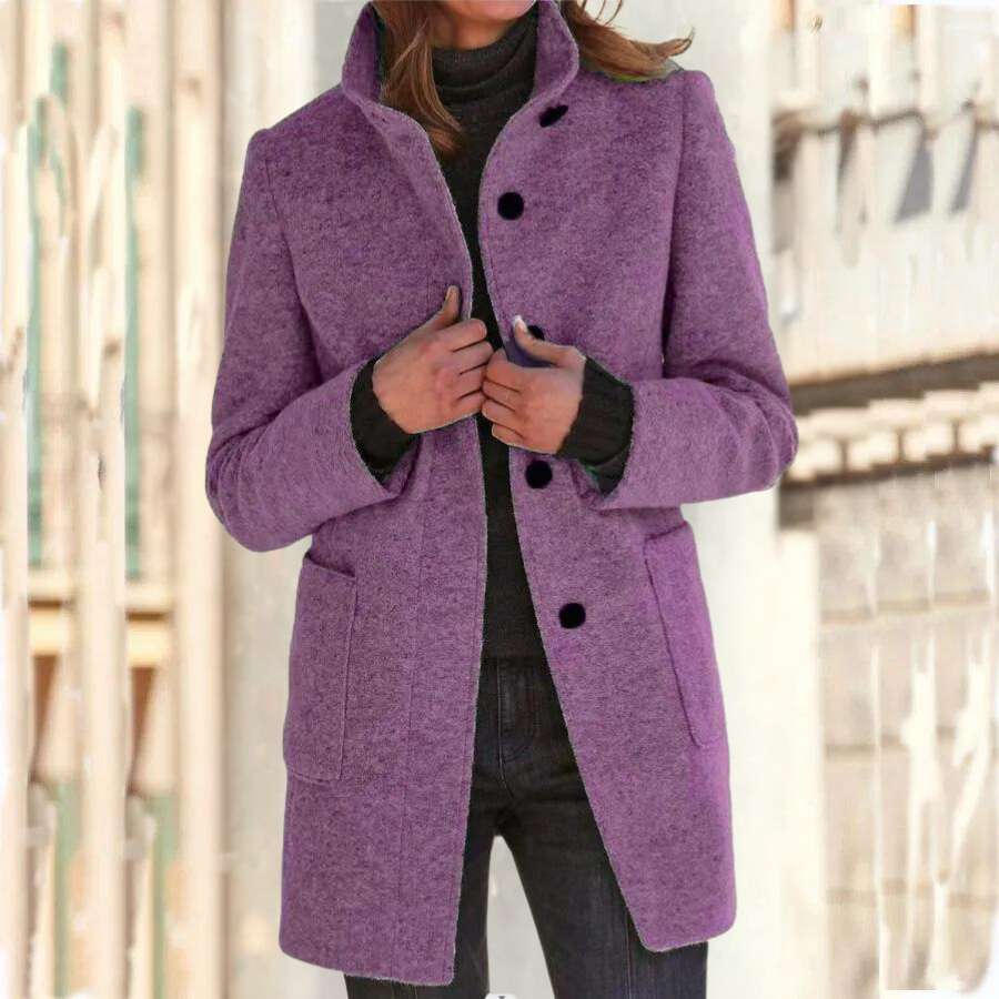 GR | Elegant stand-up collar coat for women