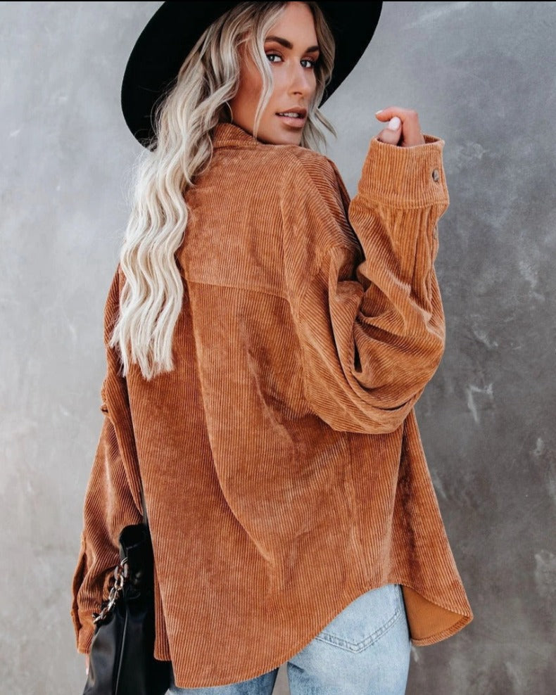 GR - Women's oversized corduroy shirt for casual chic
