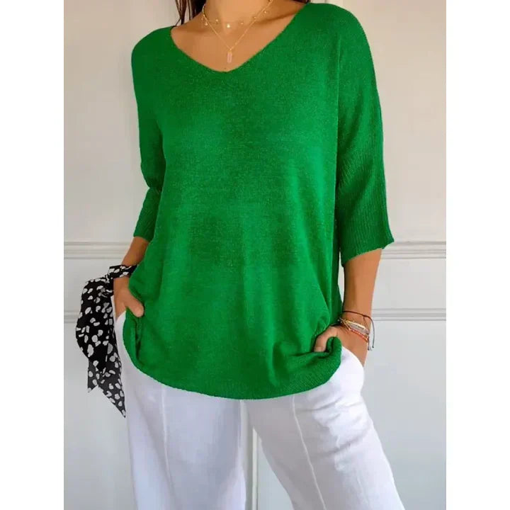 GR  | Bequemes Damen-Stricktop mit V-Ausschnitt