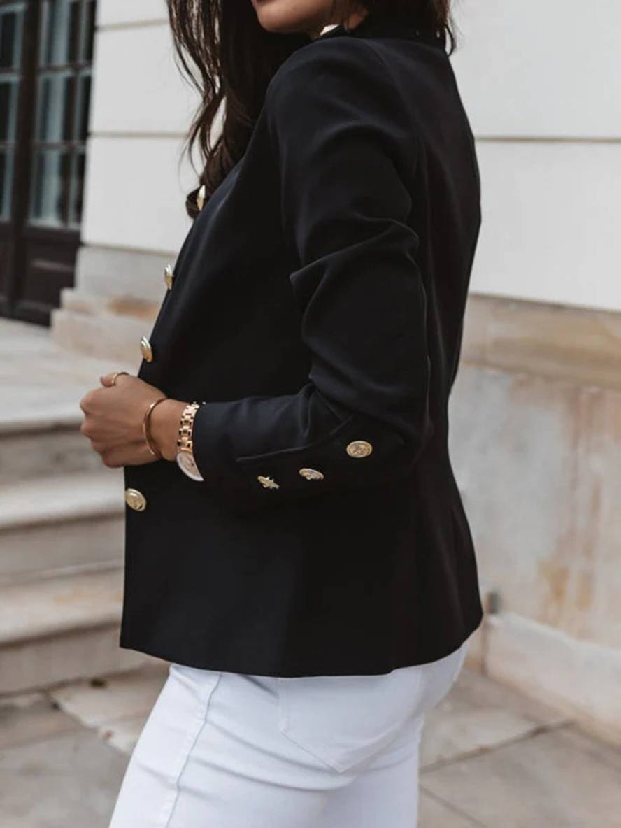 GR | Short officer's jacket with button collar, women's elegant blazer 