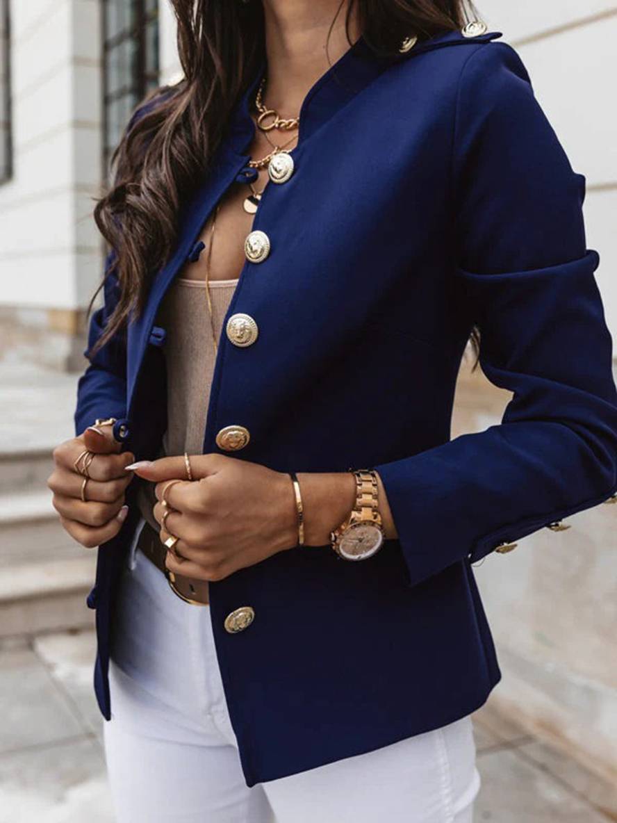GR | Short officer's jacket with button collar, women's elegant blazer 