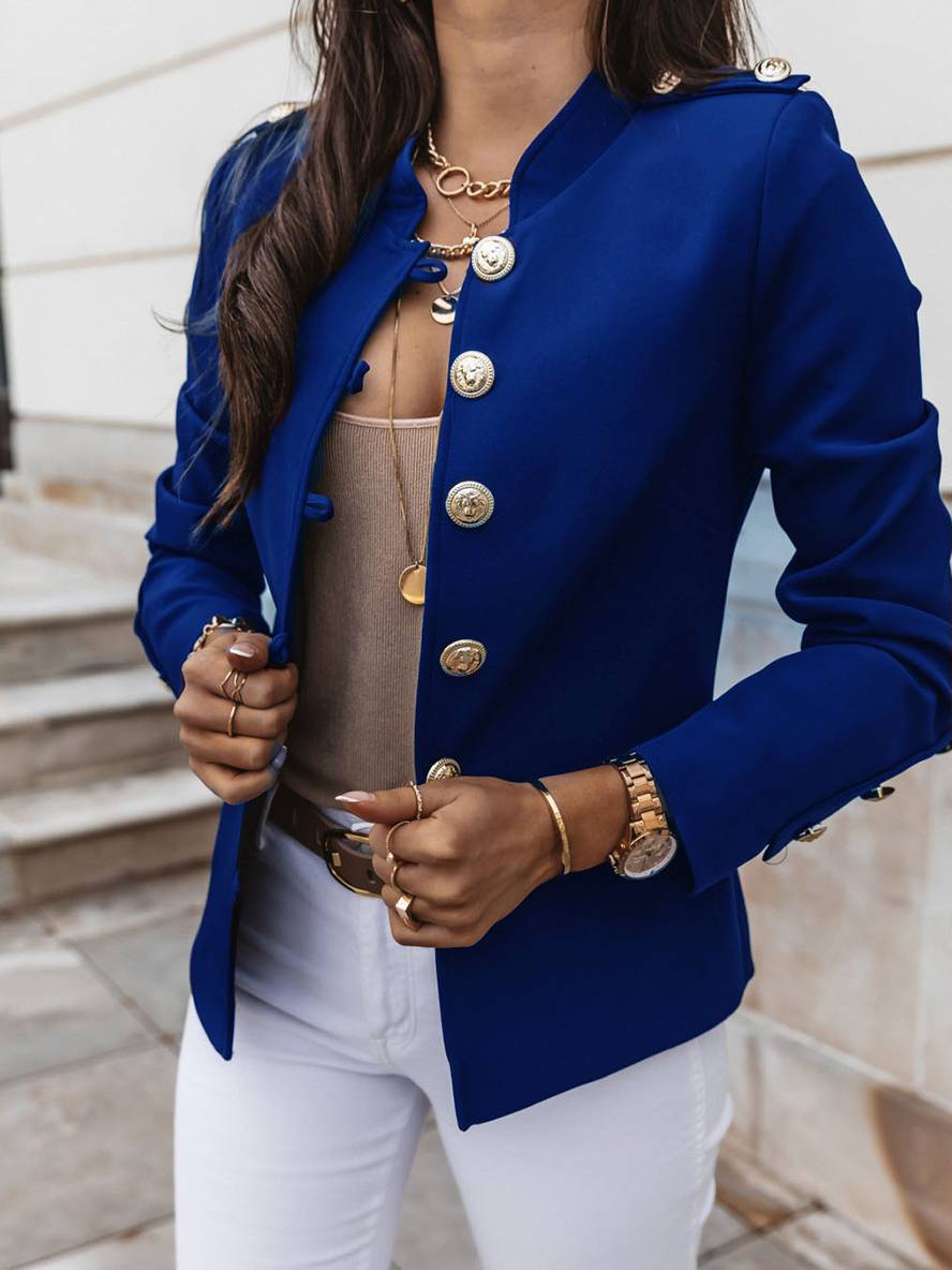 GR | Short officer's jacket with button collar, women's elegant blazer 