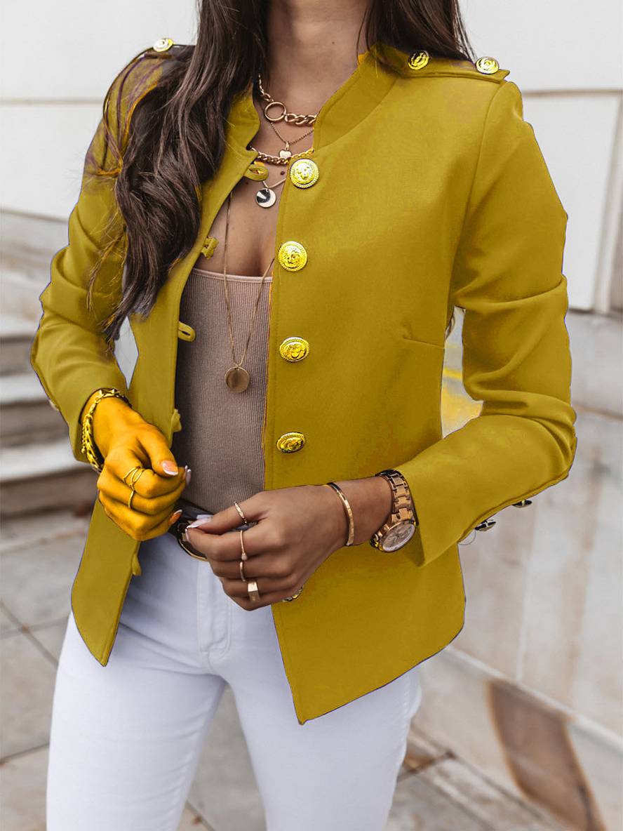 GR | Short officer's jacket with button collar, women's elegant blazer 
