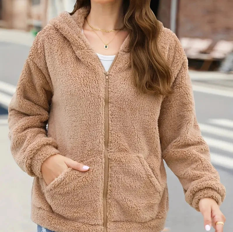 GR | Women's Leisure Winter Hooded Jacket with Zipper 