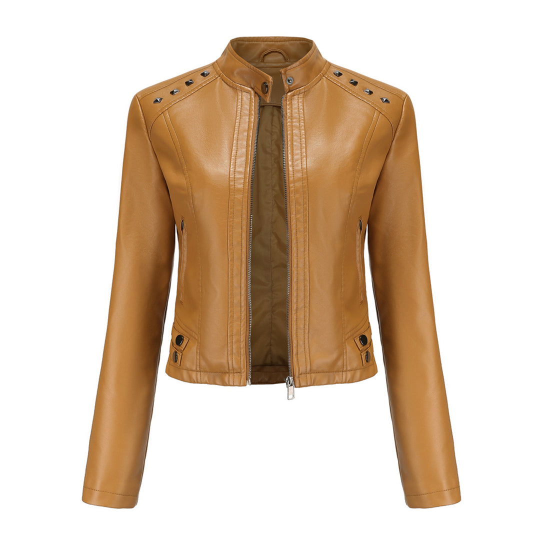 GR | Elegant leather jacket with unique details for women