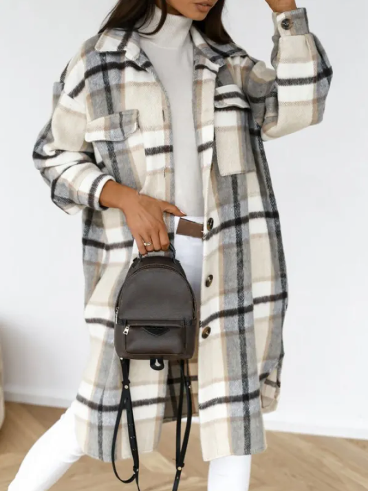 GR Checked wool coat