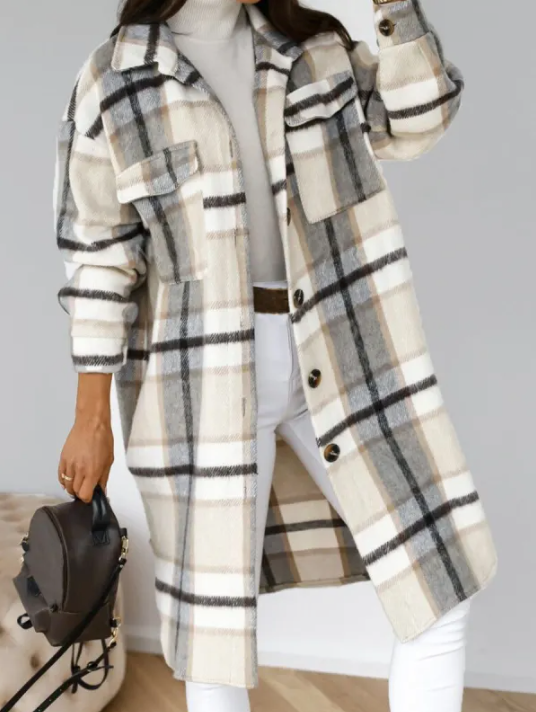 GR Checked wool coat