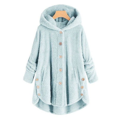GR hooded coat for women made of warm wool. 
