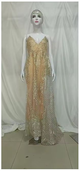 GR | Women's Dresses Shiny Lace Sling V-Neck Slit Dress