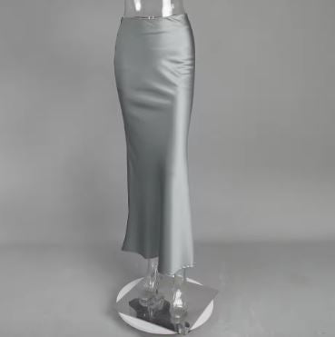 GR | Satin-Midi-Rock mit Fließendem Design für Damen