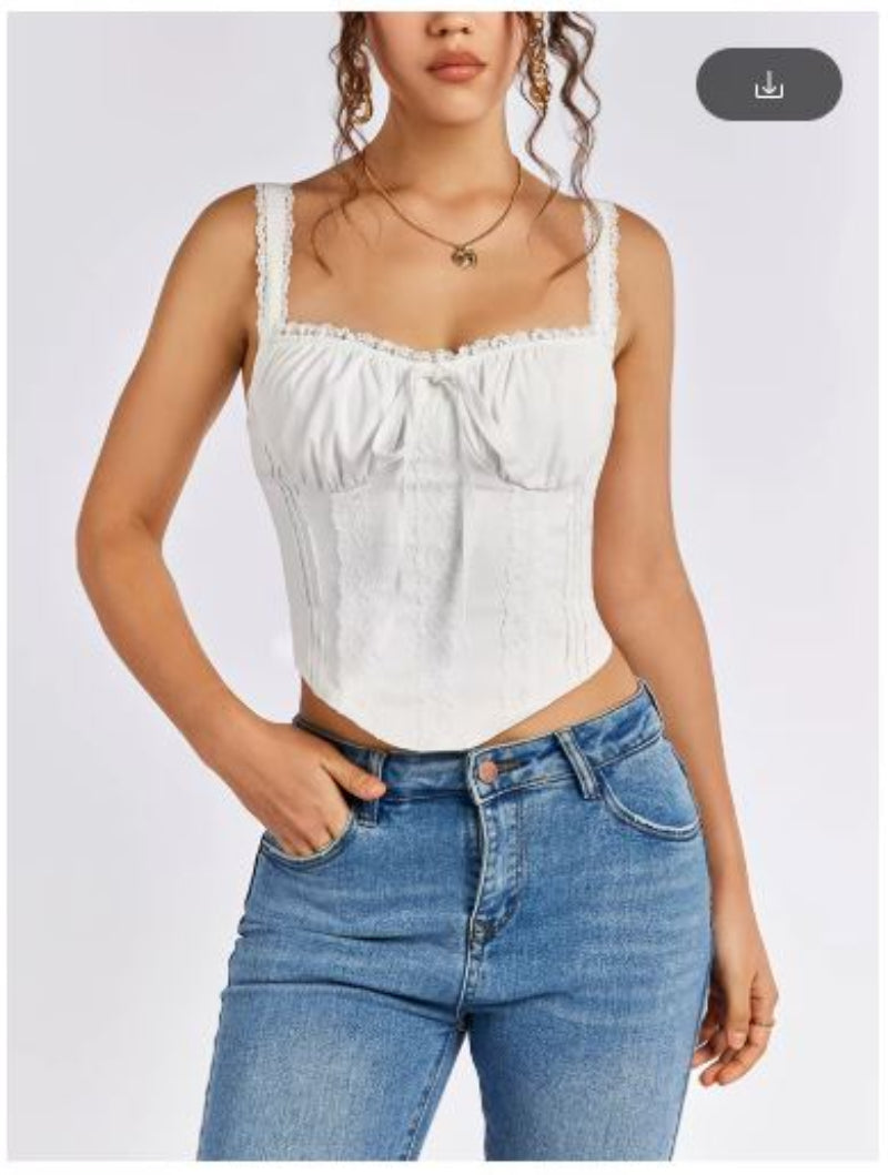 Women's corset top with adjustable straps and sophisticated details, size GR