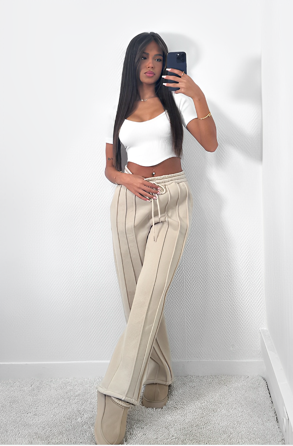 GR | Gestreifte Loose Fit Jogginghose für Damen