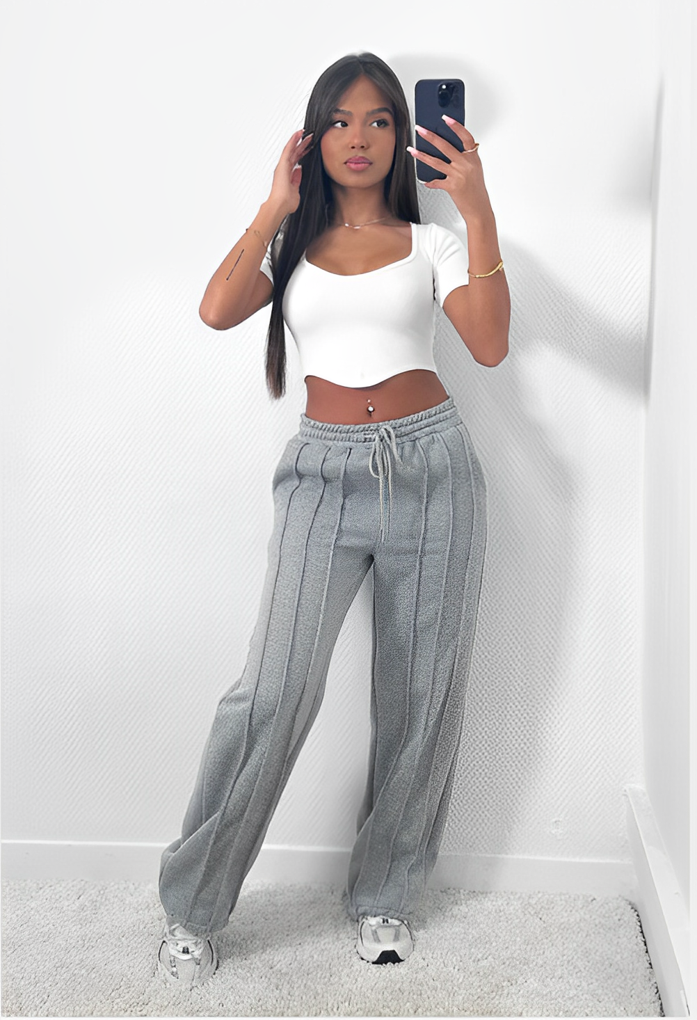 GR | Gestreifte Loose Fit Jogginghose für Damen