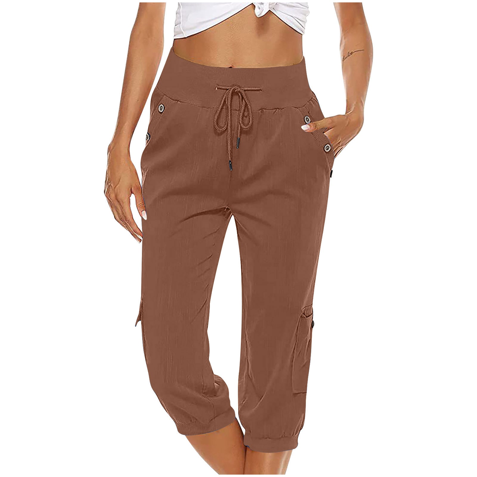 GR | Elastic waistband capri pants women's clothing