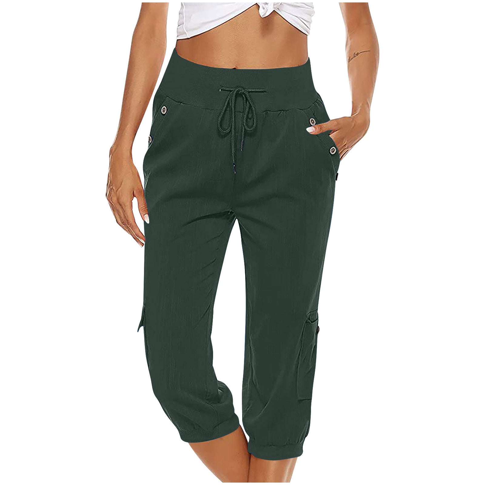 GR | Elastic waistband capri pants women's clothing