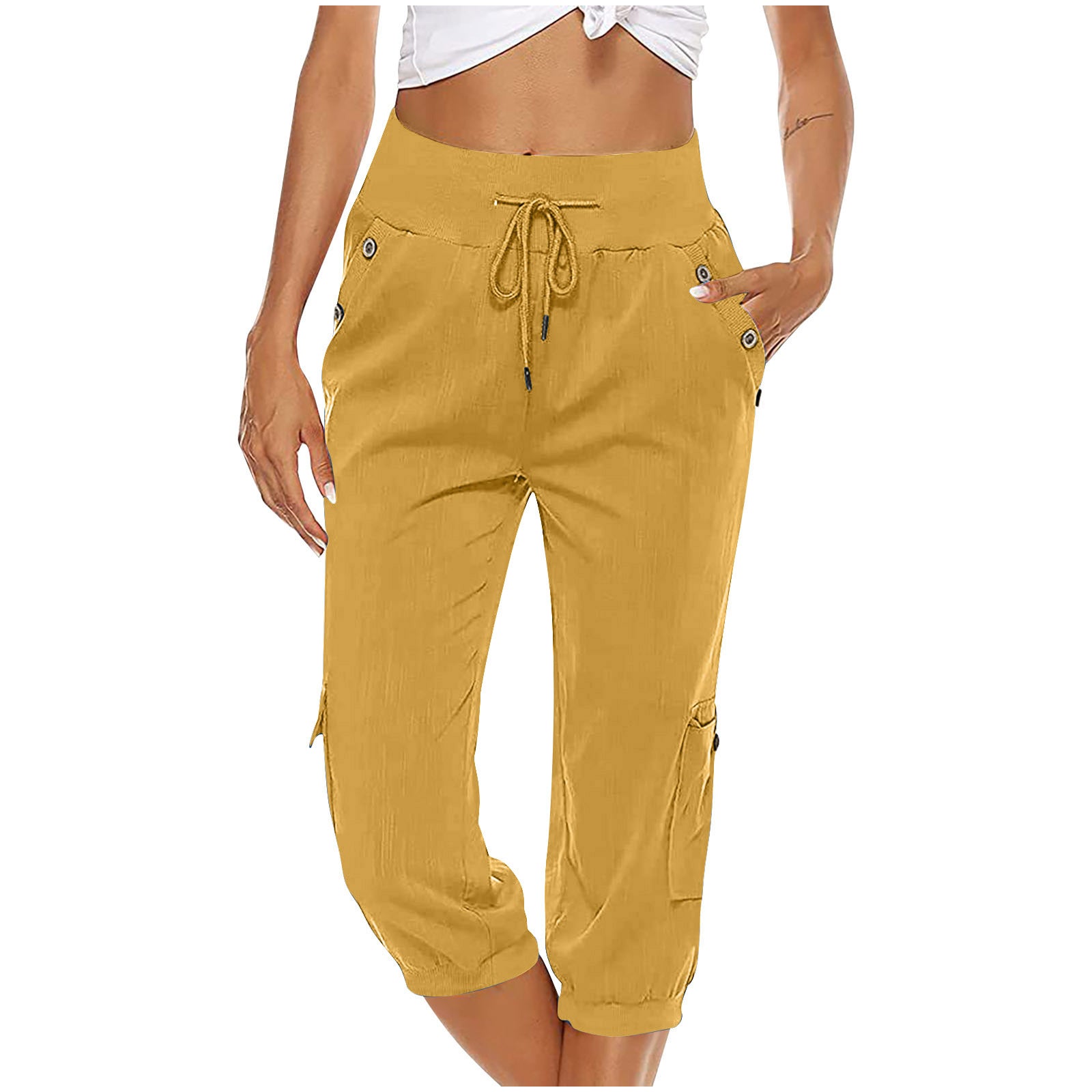 GR | Elastic waistband capri pants women's clothing