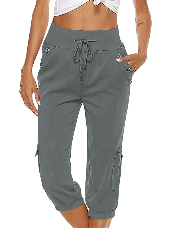 GR | Elastic waistband capri pants women's clothing