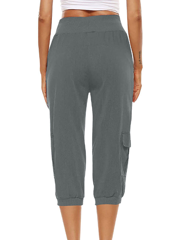 GR | Elastic waistband capri pants women's clothing