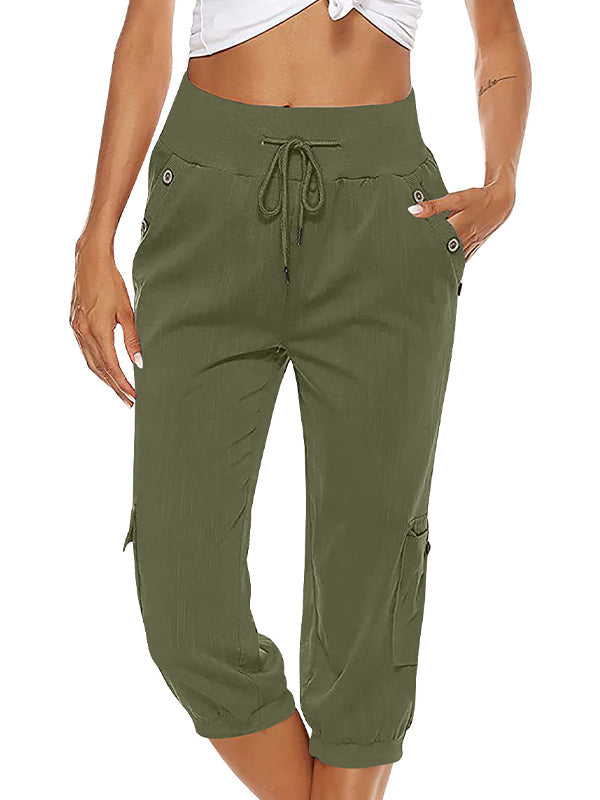 GR | Elastic waistband capri pants women's clothing