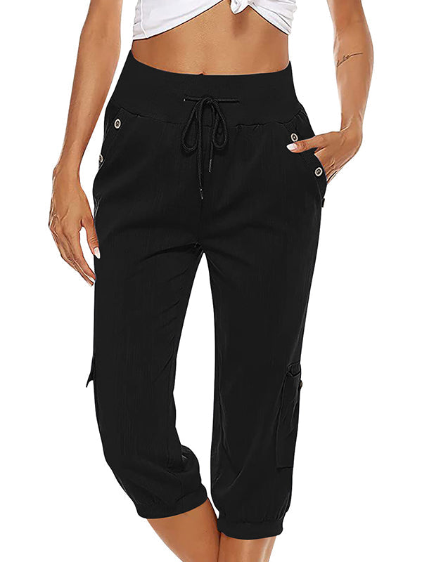 GR | Elastic waistband capri pants women's clothing