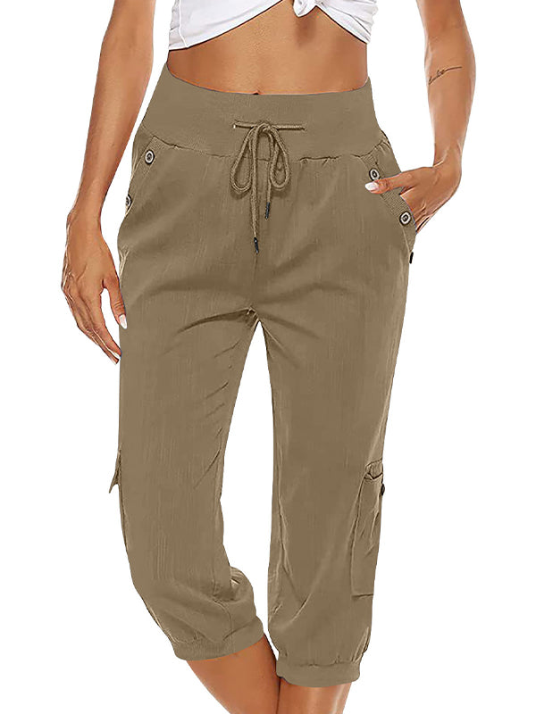 GR | Elastic waistband capri pants women's clothing