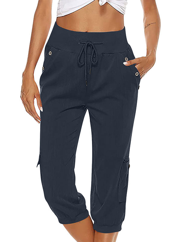 GR | Elastic waistband capri pants women's clothing