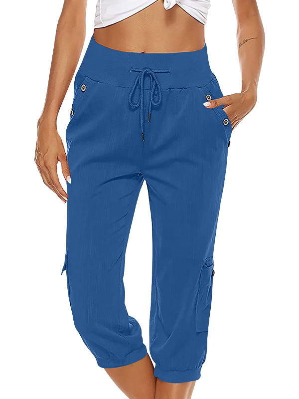 GR | Elastic waistband capri pants women's clothing
