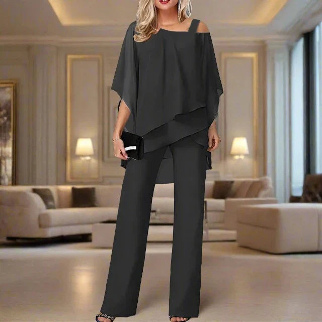 GR | 2-piece chiffon set - sophisticated women's top and jumpsuit