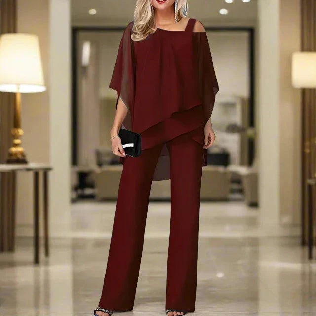 GR | 2-piece chiffon set - sophisticated women's top and jumpsuit