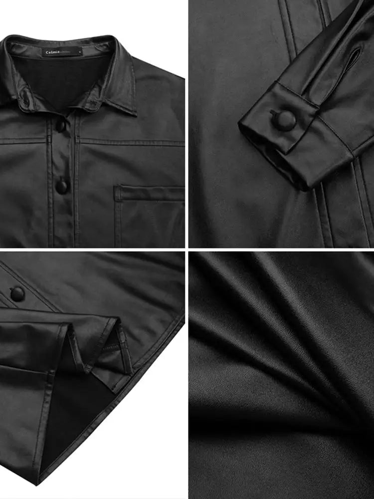 GR | Oversized Loose Leather Jacket Women's