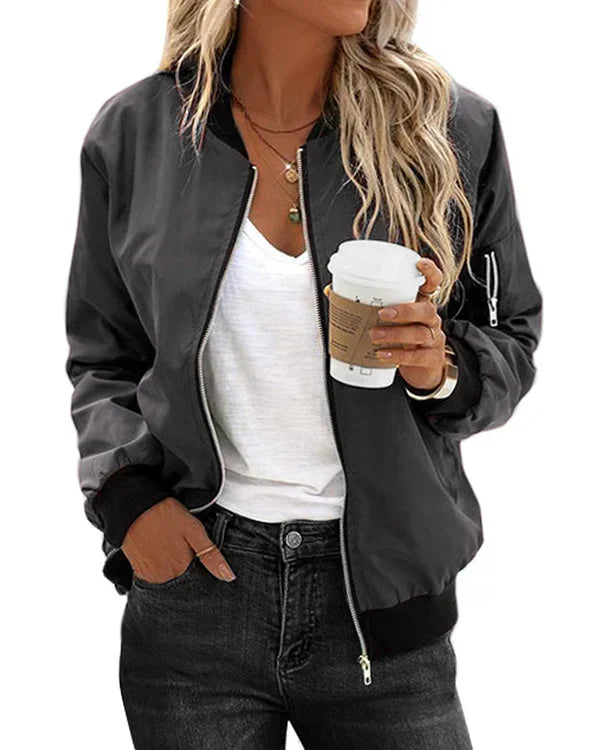 GR - Stylish Classic Bomber Jacket with Pockets - Perfect for Any Occasion