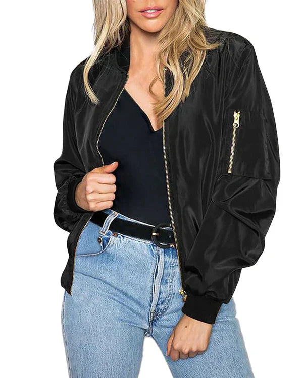 GR - Stylish Classic Bomber Jacket with Pockets - Perfect for Any Occasion