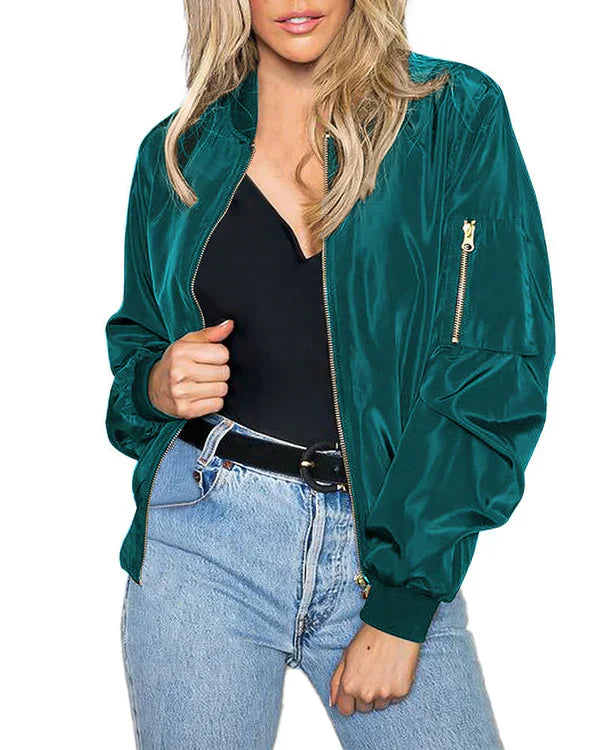 GR - Stylish Classic Bomber Jacket with Pockets - Perfect for Any Occasion