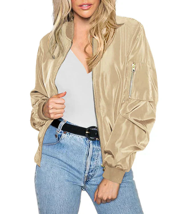 GR - Stylish Classic Bomber Jacket with Pockets - Perfect for Any Occasion