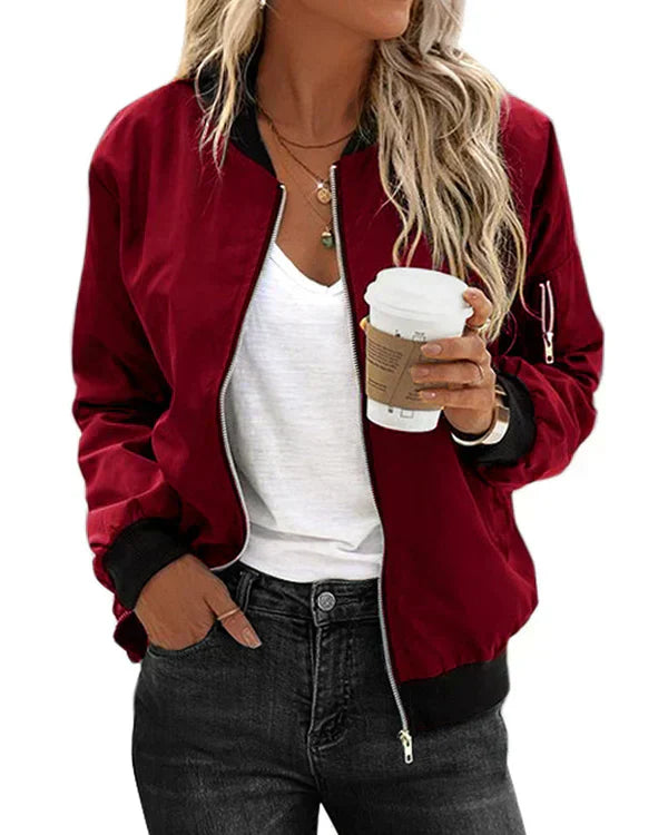 GR - Stylish Classic Bomber Jacket with Pockets - Perfect for Any Occasion