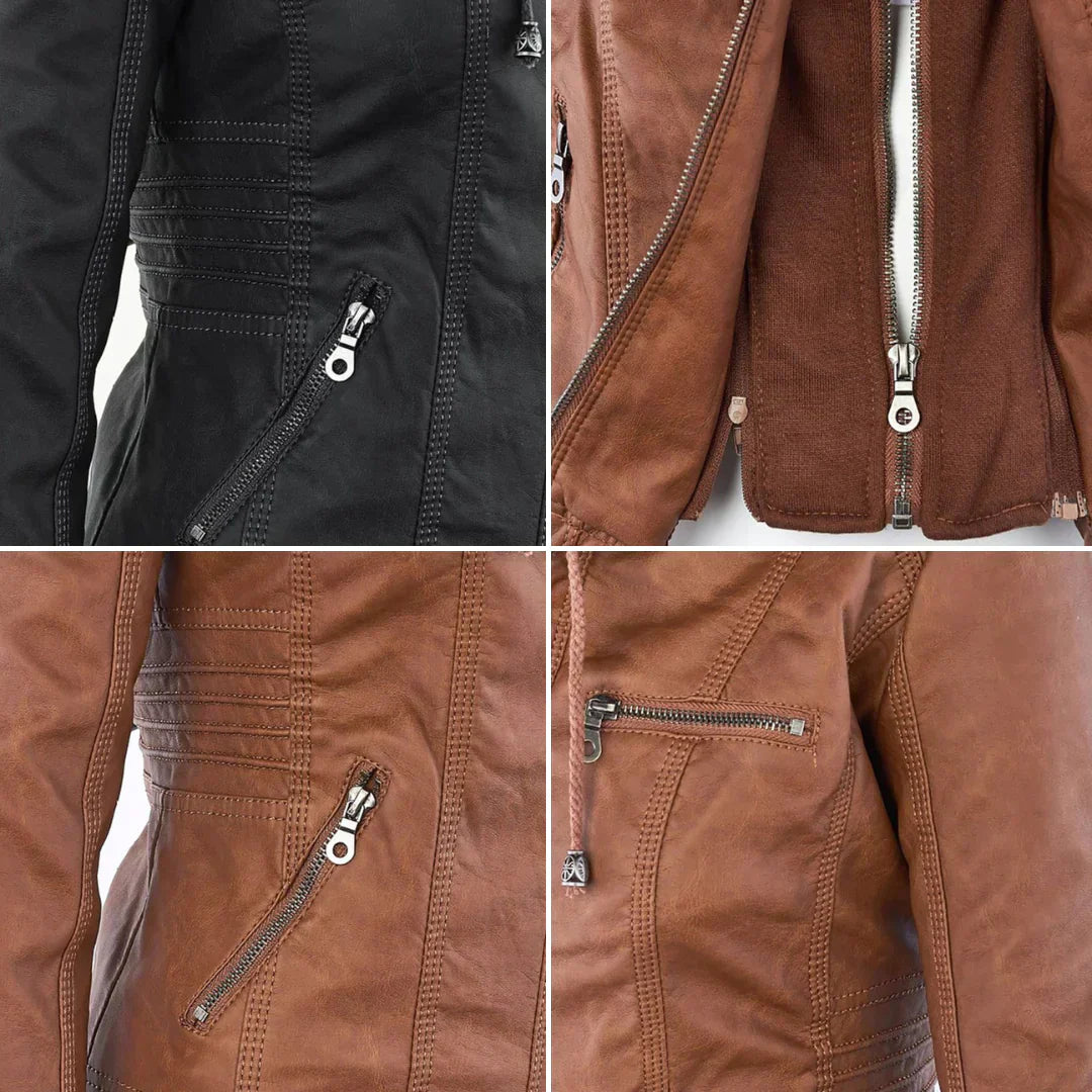 GR | Elegant hooded motorcycle jacket made of high-quality leather