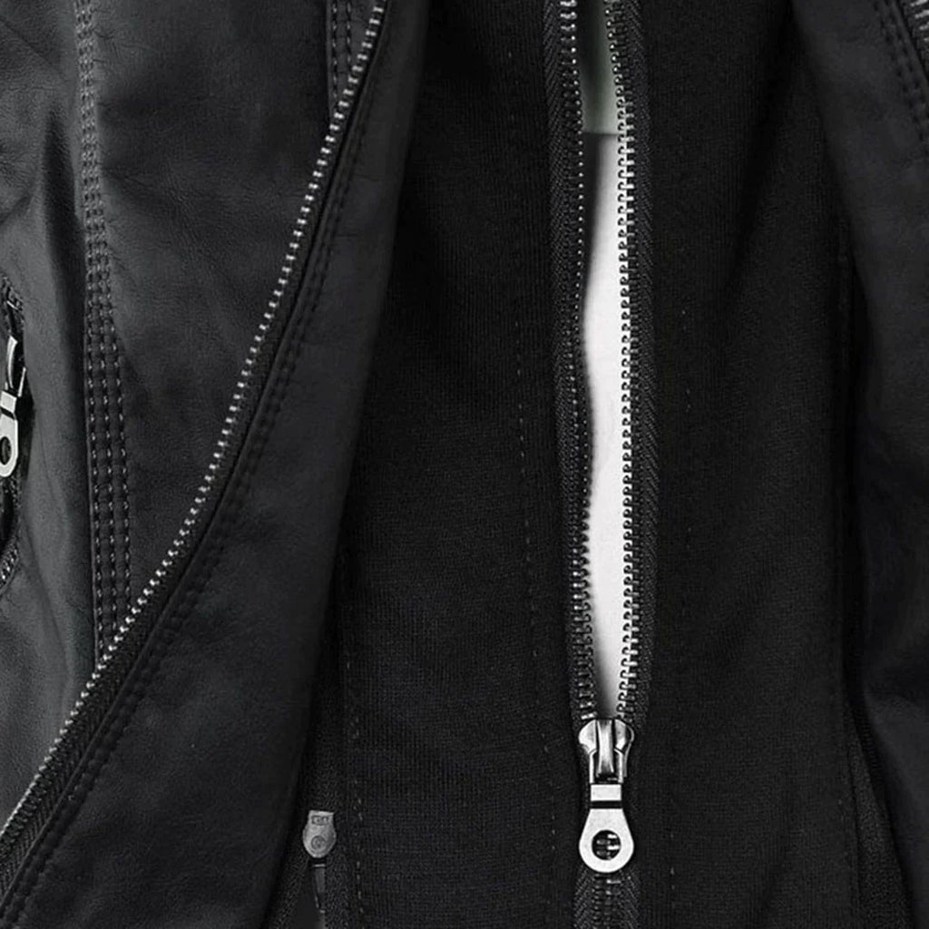 GR | Elegant hooded motorcycle jacket made of high-quality leather
