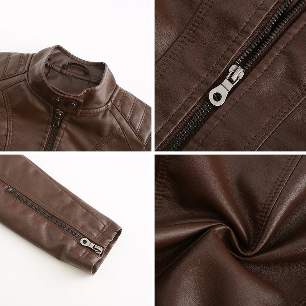 GR | Women's leather jacket - Fashionable jacket with zipper