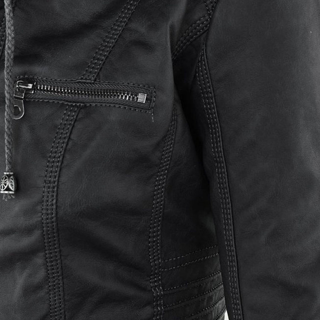 GR | Weatherproof Women's Leather Jacket with Hood 